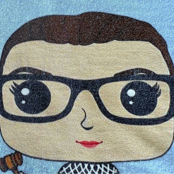 Ruth Bader Ginsberg RBG Crewneck Short Sleeve T-Shirt Youth 4/5 Blue - Picture 5 of 5